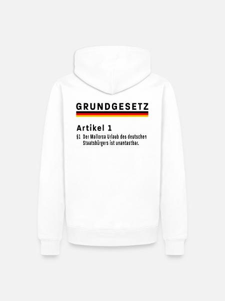 Grundgesetz Mallorca Urlaub Satire - Männer Premium Bio Hoodie - Weiß
