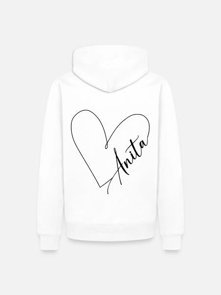 Anita Name Herzlinie - Männer Premium Bio Hoodie - Weiß