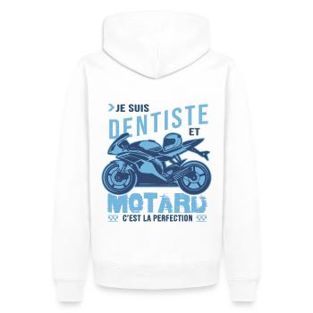 motard parfait dentiste parfait - Sweat à capuche Premium bio Homme - blanc - Dos - Nico (187cm)