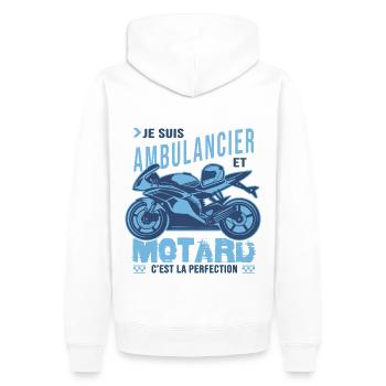 motard parfait ambulancier parfait - Sweat à capuche Premium bio Homme - blanc - Dos - Nico (187cm)