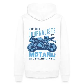 motard parfait journaliste parfait - Sweat à capuche Premium bio Homme - blanc - Dos - Nico (187cm)