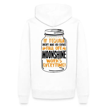 Moonshine Alcohol T-Shirt Liquor Gift USA - Men’s Premium Organic Hoodie - white - Back - Nico (187cm)