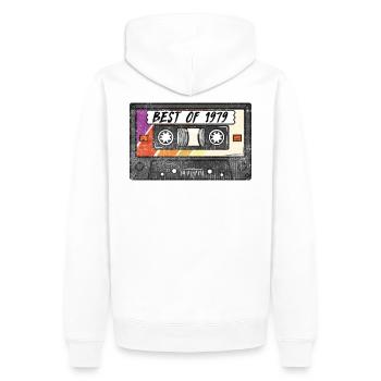 Best of T-Shirt Années 80 Retro Cassette Neon Années 80 - Sweat à capuche Premium bio Homme - blanc - Dos - Nico (187cm)