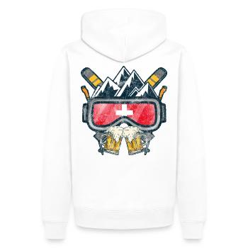 Après-ski t-shirt suisse bière alcool sport montagne - Sweat à capuche Premium bio Homme - blanc - Dos - Nico (187cm)