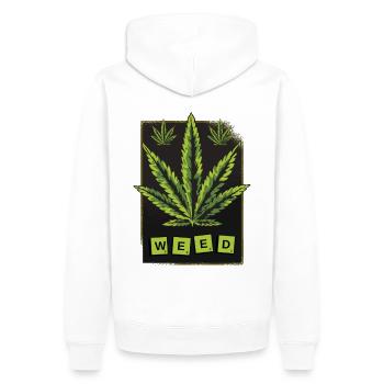 Feuille de cannabis de mauvaises herbes - Sweat à capuche Premium bio Homme - blanc - Dos - Nico (187cm)