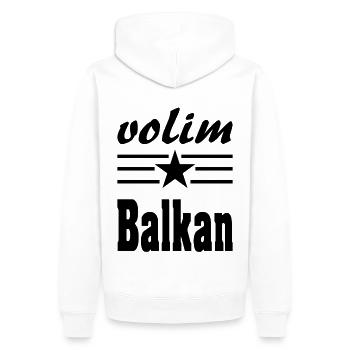 volim balkan - Sweat à capuche Premium bio Homme - blanc - Dos - Nico (187cm)