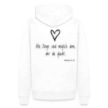 Bibelvers Segensspruch für Gläubige Taufe, Gott - Männer Premium Bio Hoodie - Weiß - Hinten - Nico (187cm)