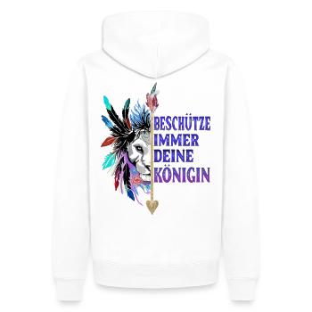 Löwe Pärchen Design! - Männer Premium Bio Hoodie - Weiß - Hinten - Nico (187cm)