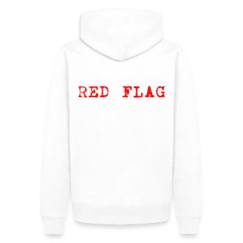 RED FLAG - Men’s Premium Organic Hoodie - white - Back - Nico (187cm)