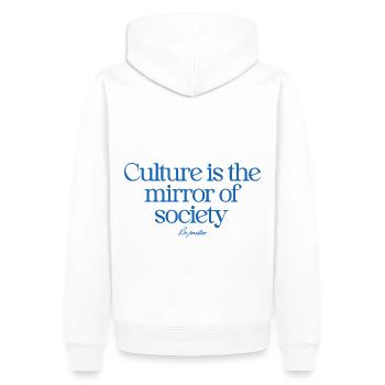 Kultur ist der Spiegel der Gesellschaft - Männer Premium Bio Hoodie - Weiß - Hinten - Nico (187cm)