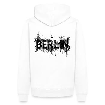 Berlin Grunge Stadt Fernsehturm - Männer Premium Bio Hoodie - Weiß - Hinten - Nico (187cm)