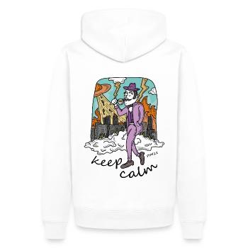keep calm - Men’s Premium Organic Hoodie - white - Back - Nico (187cm)