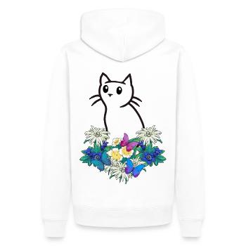 Katze Katzen Blumen Gebirge - Männer Premium Bio Hoodie - Weiß - Hinten - Nico (187cm)