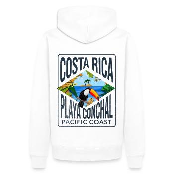 Costa Rica playa conchal Copy - Sweat à capuche Premium bio Homme - blanc - Dos - Nico (187cm)