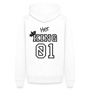 Her KING 01 - Männer Premium Bio Hoodie - Weiß - Hinten - Nico (187cm)
