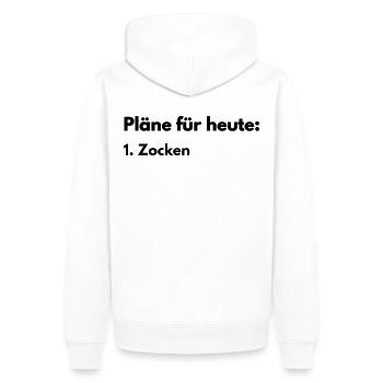Zocker Gamer Shirt lustig | Gaming Kleidung - Männer Premium Bio Hoodie - Weiß - Hinten - Nico (187cm)