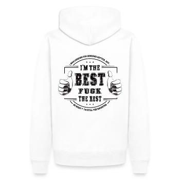 Ich bin der Beste - I'm the best, fuck the rest - Männer Premium Bio Hoodie - Weiß - Hinten - Nico (187cm)