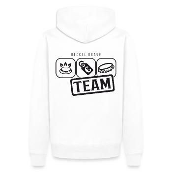 Gaspreis Deckel Team Piktogramm - Männer Premium Bio Hoodie - Weiß - Hinten - Nico (187cm)