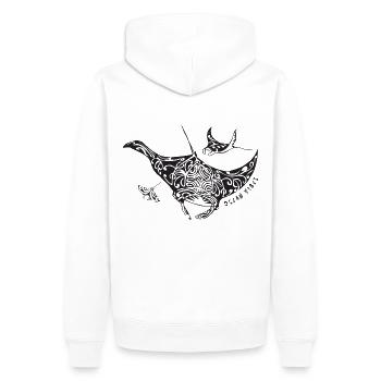 Ray - Desire for the sea, gift, vacation, diving - Men’s Premium Organic Hoodie - white - Back - Nico (187cm)