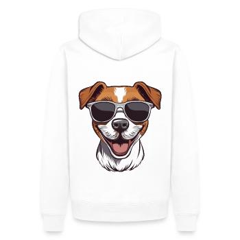 Cool happy Jack Russel Terrier avec des lunettes de soleil - Sweat à capuche Premium bio Homme - blanc - Dos - Nico (187cm)