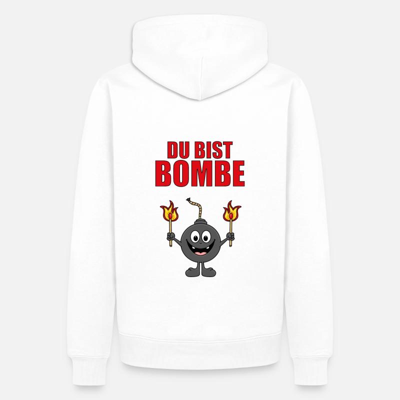 BOMBE - DU BIST BOMBE - Männer Premium Bio Hoodie - Weiß