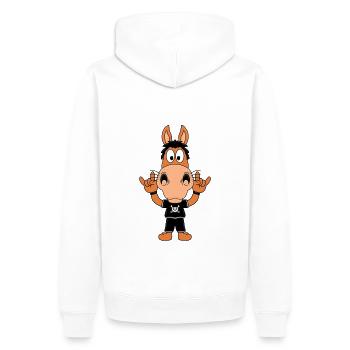 PFERD - MUSIK - ROCK - HEAVY METAL - TIERISCH - Männer Premium Bio Hoodie - Weiß - Hinten - Nico (187cm)