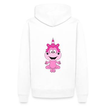 EINHORN - UNICORN - PILATES - YOGA - FUN - Männer Premium Bio Hoodie - Weiß - Hinten - Nico (187cm)