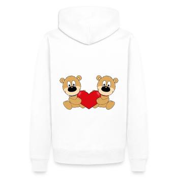 TEDDYBÄREN - BÄREN - TEDDYS - HERZ - LIEBE - LOVE - Männer Premium Bio Hoodie - Weiß - Hinten - Nico (187cm)