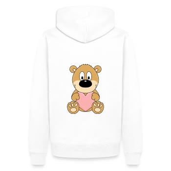 TEDDYBÄR - LIEBE - HERZ - TEDDY - BÄR - KIND - Männer Premium Bio Hoodie - Weiß - Hinten - Nico (187cm)