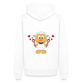 SCHAF - SHEEP - LIEBE - LOVE - SEIFENBLASEN - TIER - Männer Premium Bio Hoodie - Weiß - Hinten - Nico (187cm)