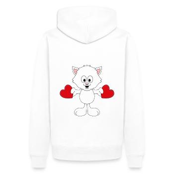 KATZE - CAT - LIEBE - LOVE - HERZEN - TIER - Männer Premium Bio Hoodie - Weiß - Hinten - Nico (187cm)