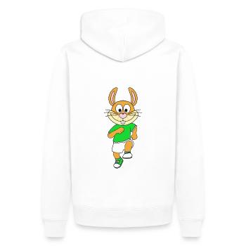 HASE - SPORT - FITNESS - LAUFEN - JOGGEN - TIER - Männer Premium Bio Hoodie - Weiß - Hinten - Nico (187cm)