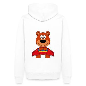 SUPERHELD - TEDDYBÄR - TEDDY - KIND - BABY - Männer Premium Bio Hoodie - Weiß - Hinten - Nico (187cm)