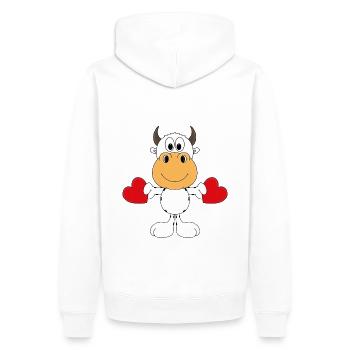 KUH - COW - TIER - KIND - BABY - LIEBE - LOVE - Männer Premium Bio Hoodie - Weiß - Hinten - Nico (187cm)