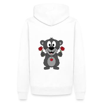 PANTHER - BLUMEN - TIER - KIND - BABY - LIEBE - Männer Premium Bio Hoodie - Weiß - Hinten - Nico (187cm)