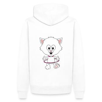 KATZE - CAT - KINDER - BABY - TIER - TIERISCH - Männer Premium Bio Hoodie - Weiß - Hinten - Nico (187cm)