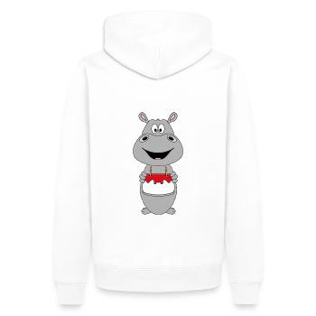 NILPFERD - FLUSSPFERD - HIPPO - GEBURTSTAG - KIND - Männer Premium Bio Hoodie - Weiß - Hinten - Nico (187cm)