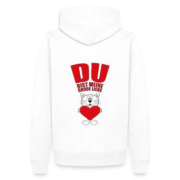 KATZE - CAT - DU BIST MEINE GROßE LIEBE - Männer Premium Bio Hoodie - Weiß - Hinten - Nico (187cm)