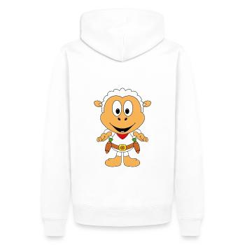 SCHAF - COWBOY - WESTERN - MÖHREN - KINDER - Männer Premium Bio Hoodie - Weiß - Hinten - Nico (187cm)