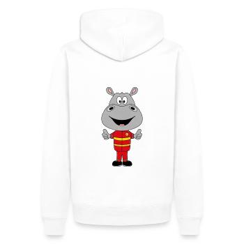 FEUERWEHR - FEUERWEHRMANN - NILPFERD - HIPPO - Männer Premium Bio Hoodie - Weiß - Hinten - Nico (187cm)