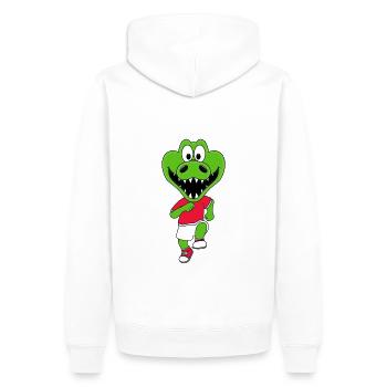 LAUFEN - JOGGEN - SPORT - KROKODIL - BABY - KIND - Männer Premium Bio Hoodie - Weiß - Hinten - Nico (187cm)