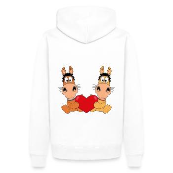 PFERDE - PFERD - LIEBE - REITEN - REITERIN - KIND - Männer Premium Bio Hoodie - Weiß - Hinten - Nico (187cm)