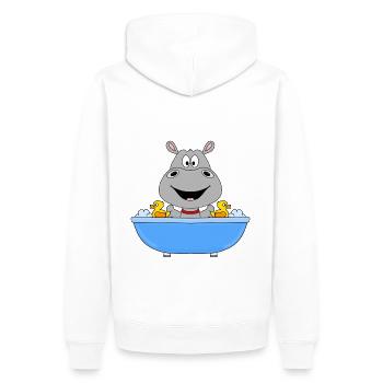 NILPFERD - FLUSSPFERD - BADEWANNE - KIND - BABY - Männer Premium Bio Hoodie - Weiß - Hinten - Nico (187cm)