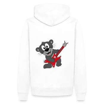 PANTHER - GITARRIST - MUSIK - TIER - KIND - BABY - Männer Premium Bio Hoodie - Weiß - Hinten - Nico (187cm)