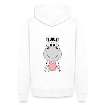 ZEBRA - HERZ - LIEBE - TIER - KIND - BABY - Männer Premium Bio Hoodie - Weiß - Hinten - Nico (187cm)