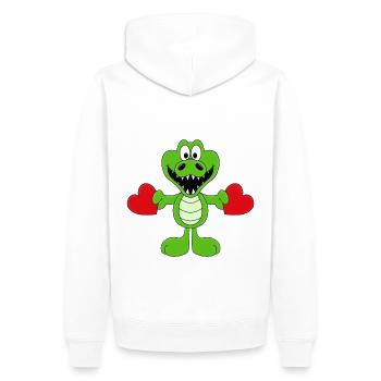 KROKODIL - LIEBE - TIER - KIND - BABY - Männer Premium Bio Hoodie - Weiß - Hinten - Nico (187cm)