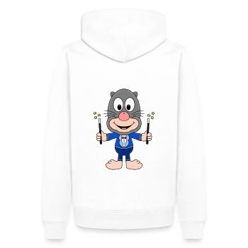 MAULWURF - ZAUBERER - TIER - KIND - BABY - Männer Premium Bio Hoodie - Weiß - Hinten - Nico (187cm)