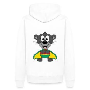 PANTHER - SUPERHELD - TIER - KIND - BABY - Männer Premium Bio Hoodie - Weiß - Hinten - Nico (187cm)