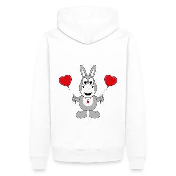ESEL - LIEBE - TIER - KIND - BABY - Männer Premium Bio Hoodie - Weiß - Hinten - Nico (187cm)