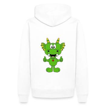 DRACHE - TIER - KIND - BABY - Männer Premium Bio Hoodie - Weiß - Hinten - Nico (187cm)